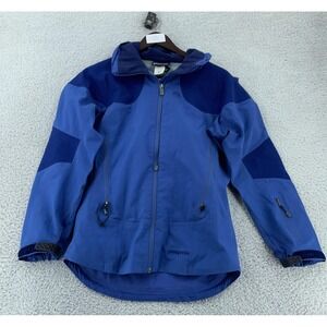 Patagonia CSS Ski Snowboard Jacket Womens XS Blue Softshell Hiking Hooded Zip Up